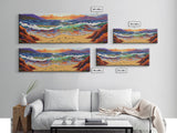 Sunset Shore View, Vibrant Ocean Wave, Footprints in Sand, Coastal Seascape Art, Framed Canvas Print, Beach House Wall Decor