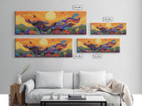 Abstract Bird, Flying Feathers, Bold Sunset, Canvas Print, Vibrant Boho Art, Living Room Statement Piece, Fall Color Palette