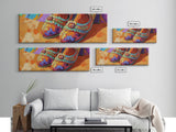 Fiesta Shoes, Mexican Style, Color Pop, Framed Canvas Print, Boho Fashion Wall Art, Entryway Accent Decor, Whimsical Art Style