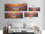 Autumn Sunset Path, Beach Trail Art, Vibrant Landscape, Framed Canvas Print, Fall Home Decor, Coastal Living Room Wall Art, Boho Art