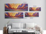 Sunset Cloudscape, Vibrant Sky Painting, Dramatic Evening Art, Framed Canvas Print, Moody Landscape Wall Art, Autumn Bedroom Decor