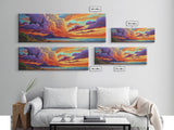 Stormy Sunset, Coastal Skies, Mountain Ocean View, Dramatic Cloudscape, Canvas Print, Living Room Wall Art, Landscape Statement Art