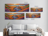 Sunset Stream, Coastal Canyon, Colorful Shoreline, Boho Nature Scene, Framed Canvas Print, Hallway Wall Art, Autumn Inspired Landscape