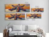 Starfish Art, Coastal Decor, Ocean Sunset, Framed Canvas Print, Vibrant Sea Life, Beach House Wall Art, Tropical Boho Style