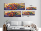 Rainbow Leaf, Nature Abstract, Coastal Breeze, Vibrant Palette, Framed Canvas Print, boho beach decor, colorful fall wall art, living room accent