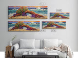 Driftwood Coast, Colorful Ocean, Beach Nature, Framed Canvas Print, Coastal Wall Art, Tropical Living Room Decor, Surreal Seascape Art