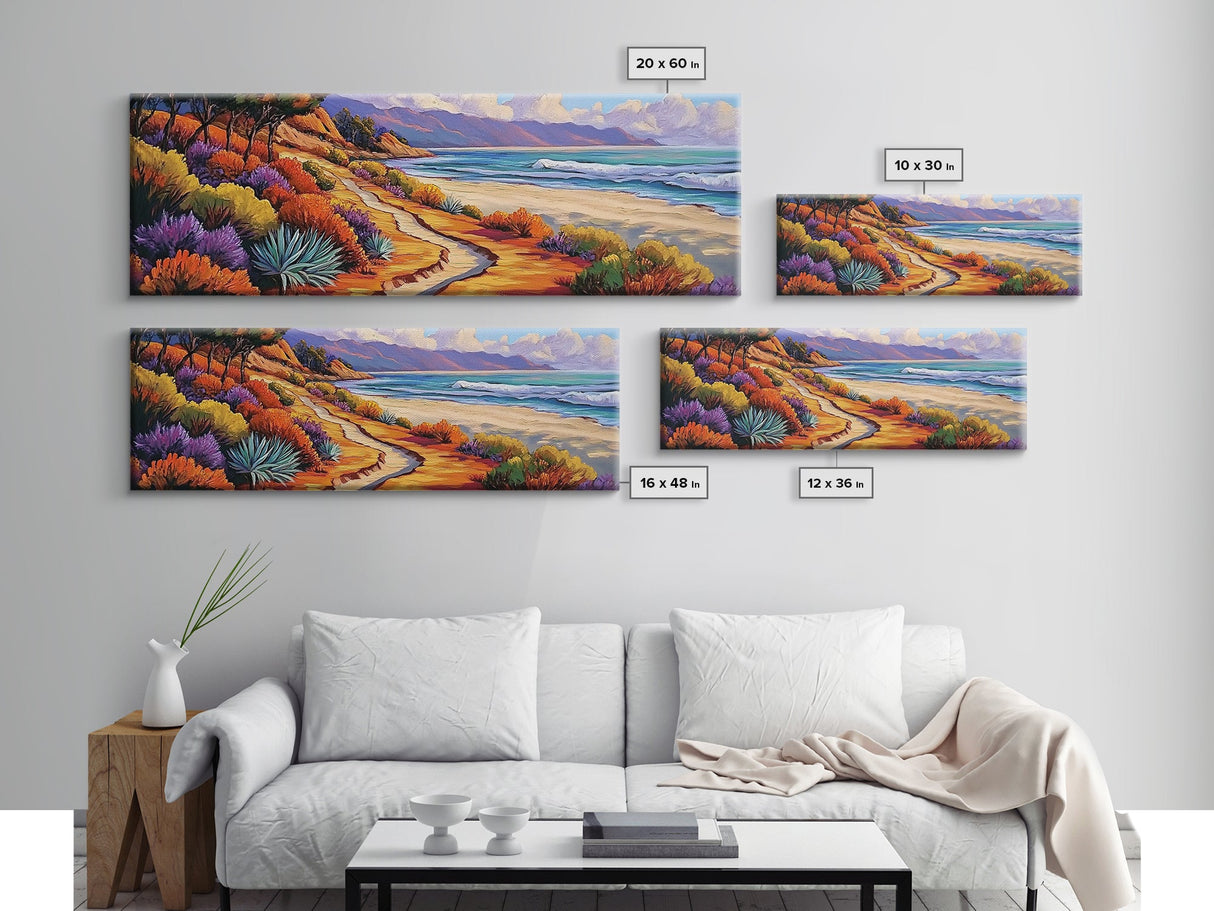 Ocean Pathway, Coastal Trail, Colorful Beach Art, Canvas Print, Seaside Landscape Wall Art, Hallway Decor, Impressionist Style Painting