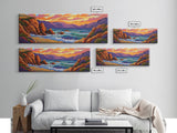 Sunset Coastal Waves, Bold Seascape Painting, Vibrant Ocean Scene, Framed Canvas Print, Beach Wall Art, Nautical Living Room Decor