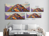 Painted Mountains, Autumn Hills, Desert Landscape, Bold Colors, Framed Canvas Print, Hallway Art, Vibrant Nature Decor, Western Style
