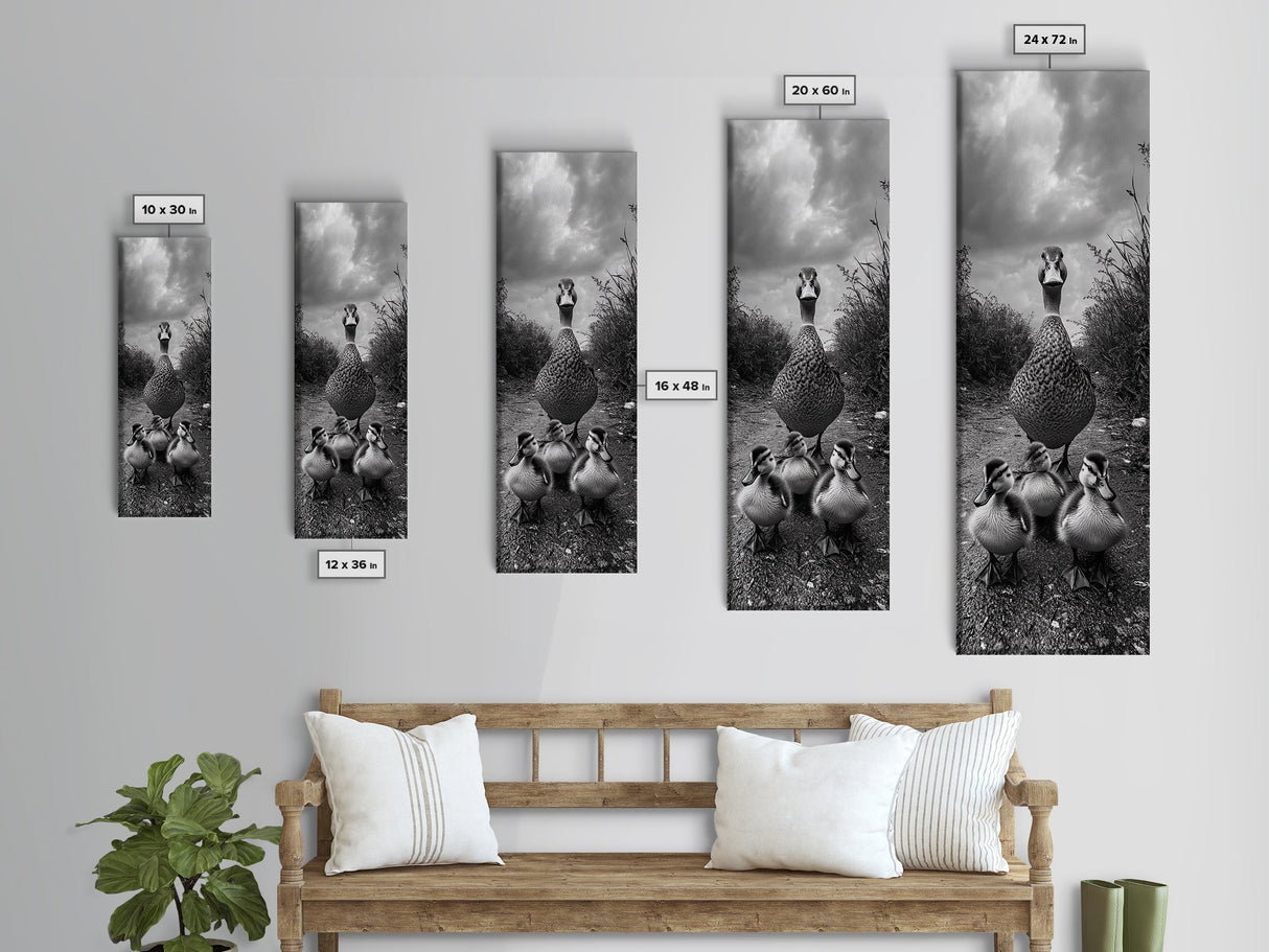Duck Family, Wildlife Photography, Baby Ducks, Country Style, Canvas Print, Farmhouse Wall Art, Fall Animal Decor, Kids Room Art