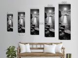 Moonlight Ocean View, Coastal Photography Art, Seascape Print, Framed Canvas Print, Bathroom Wall Art, Neutral Beach Decor