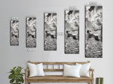 Coastal Street, Ocean View, Mediterranean Charm, Monochrome Photography, Framed Canvas Print, Living Room Print, Kitchen Wall Art
