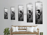 Water Loon, Lake Bird, Floating Wildlife, Nature Stillness, Serene Waterfowl Framed Canvas Print, Cabin Wall Art Rustic Lakehouse Decor