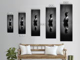 Reflected Loon, Lake Silence, Bird Mirror, Wildlife Art, Moody Black White Framed Canvas Print, Study Nature Wall Decor Minimalist Style