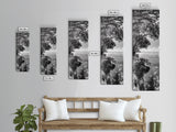 Mangrove Shoreline, Tree Reflections, Still Waters, Tranquil Escape, Black White Nature Framed Canvas Print, Zen Wall Art Entryway Decor