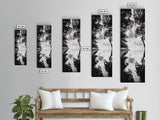 Misty Lake, Nature Reflection, Tranquil Waters, Monochrome Trees, Framed Canvas Print, Minimalist Wall Art, Bathroom or Hallway Decor