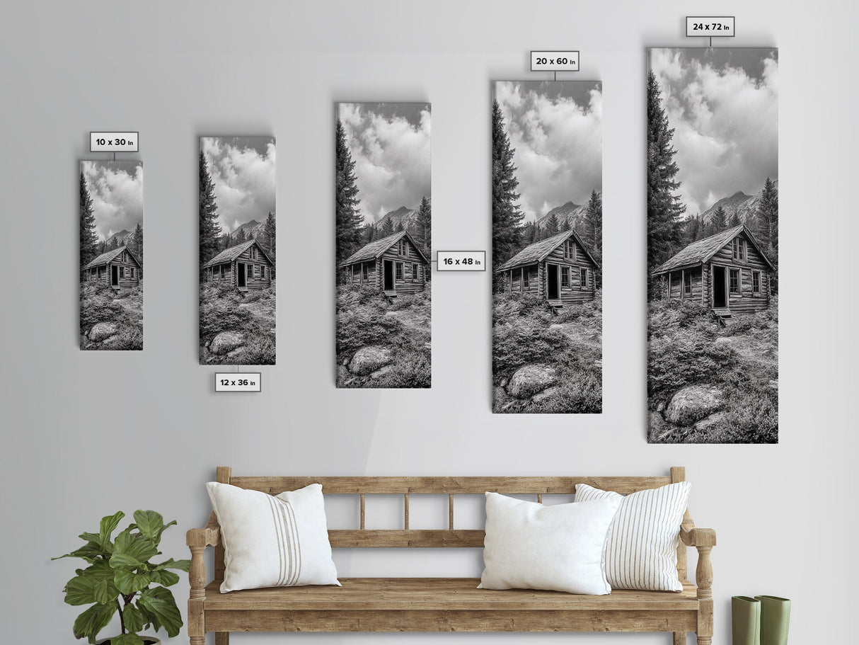 Rustic Cabin, Mountain Retreat, Forest Escape, Framed Canvas Print, Fall Nature Art, Cozy Lodge Decor, Bedroom or Den Wall Piece