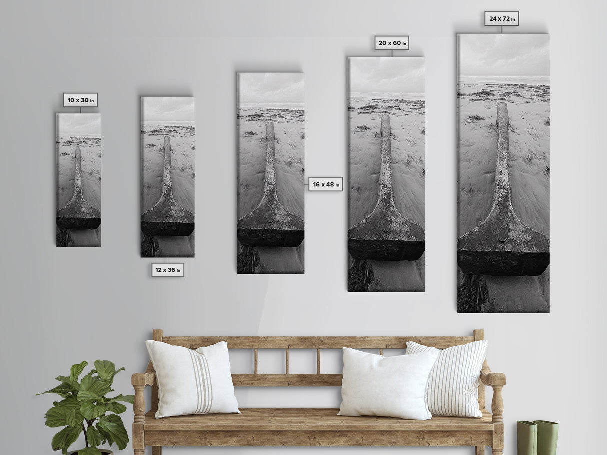 Anchor in Sand, Washed Shoreline, Ocean Metal, Canvas Print, Rustic Coastal Wall Art, Nautical Bedroom Print, Living Room Decor