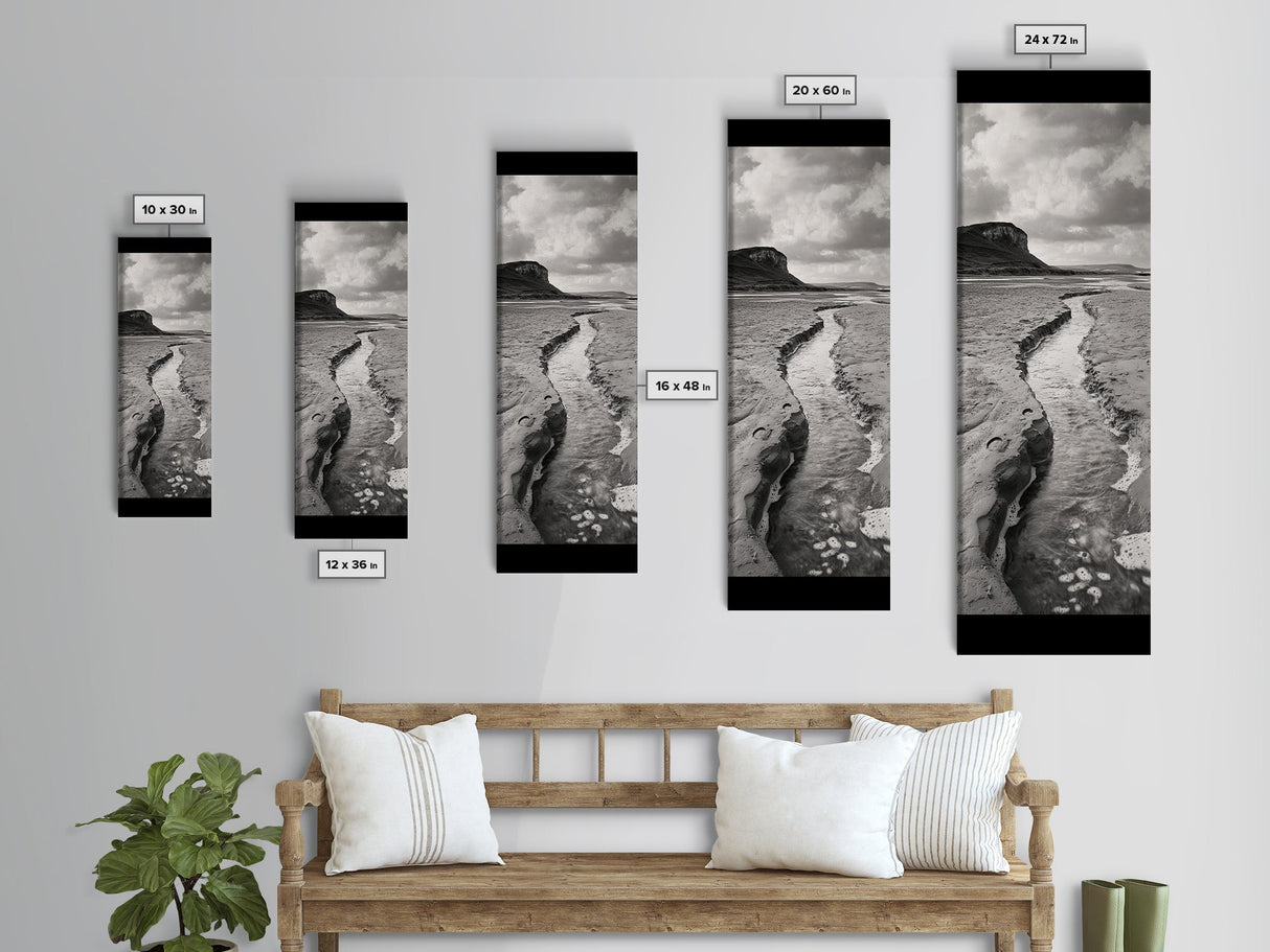 River Path Art, Coastal Landscape Decor, Nature Scene Wall Art, Minimalist Earth Tones, Framed Canvas Print, Beach House Vibe