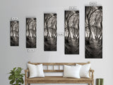 Twisted Trees, Enchanted Path, Forest Tunnel, Autumn Mood, Mystical Nature Framed Canvas Print, Fall Entryway Wall Art, Rustic Decor