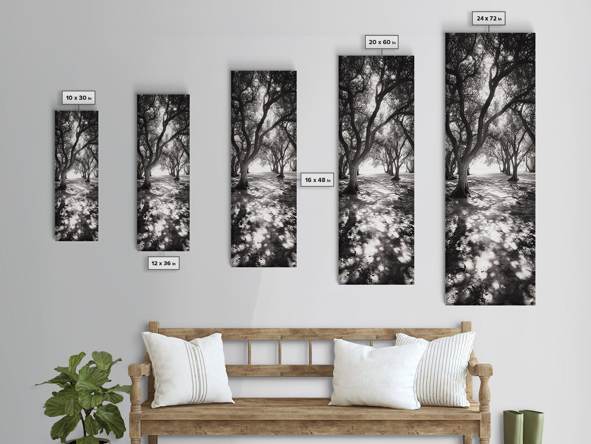 Tree Shadows, Woodland Light, Forest Stroll, Peaceful Canopy, Dappled Light Canvas Print, Cozy Living Room Wall Art, Autumn Decor