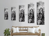 Prairie Wagon Wheel, Antique Rustic Wall Decor, Western Homestead Art, Barnhouse Style Print, Canvas Print, Fall Living Room Art