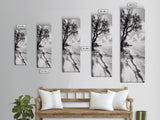 Serene Beach Tree, Calm Ocean Coast, Black White Shoreline, Framed Canvas Print, Coastal Entryway Decor, Minimal Nature Wall Art