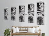 Desert Sun Shadows, Dune Landscape Art, Black White Wilderness, Framed Canvas Print, Boho Office Wall Art, Southwestern Minimal Style