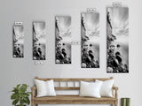 Rocky Shoreline, Coastal Calm, Seaside Mist, Canvas Print, Black White Minimalist Wall Art, Serene Bedroom or Bathroom Decor
