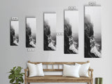 Foggy Cliffs, Moody Coast, Dramatic Seascape, Framed Canvas Print, Modern Dark Aesthetic Art, Minimalist Living Room Wall Decor