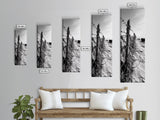 Rocky Shoreline, Barbed Wire, Coastal Minimalism, Rugged Texture, Natural Barrier, Framed Canvas Print, Hallway Wall Art, Industrial Rustic Style