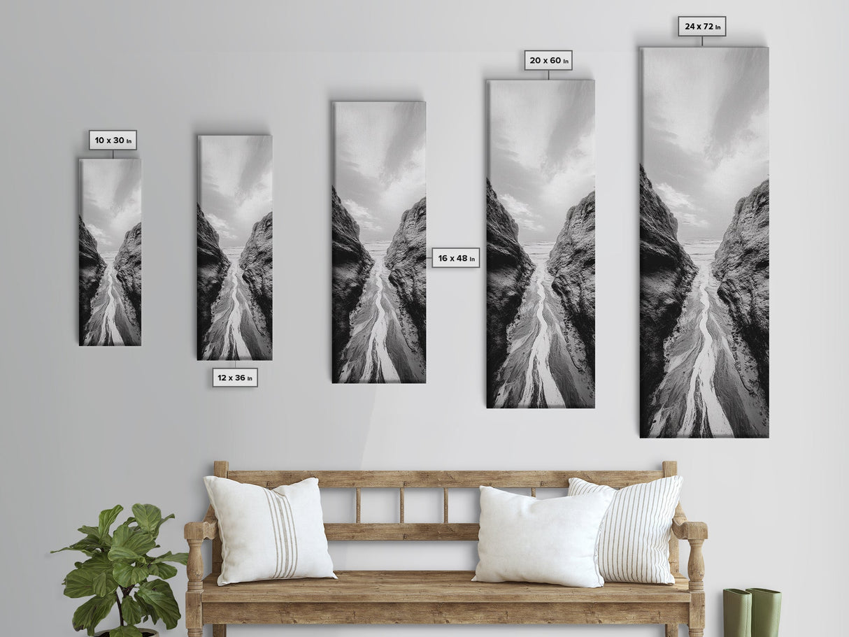 Canyon Stream Path, Ocean Rock Passage Art, Nature Landscape Photography, Canvas Print, Bathroom Wall Decor, Modern Coastal Art