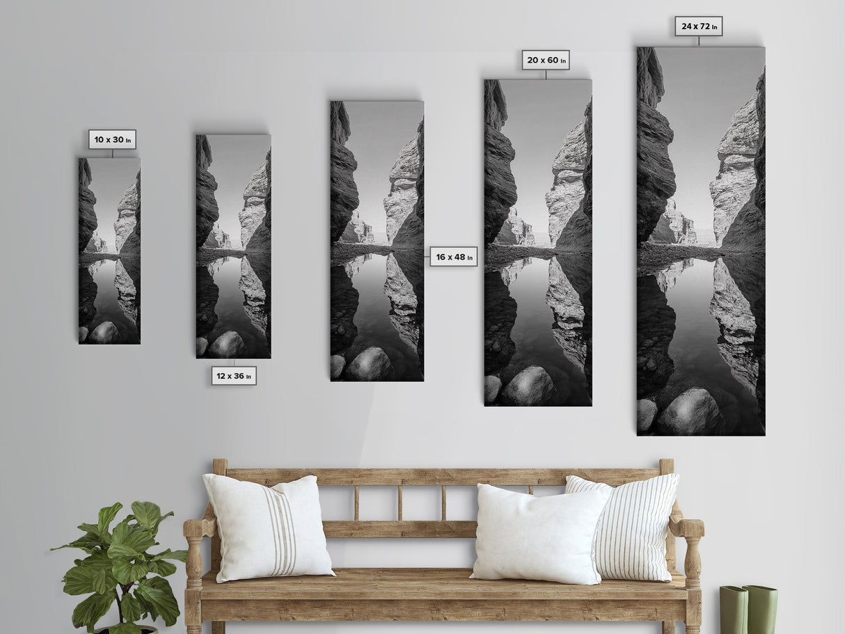 Rock Reflection Pool, Nature Canyon Wall Art, Tranquil Landscape Photography, Framed Canvas Print, Zen Wall Decor, Bedroom Artwork