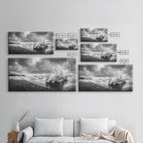 Arctic Iceberg Shore, Moody Cloud Sky, Frozen Water Landscape, Framed Canvas Print, Office Wall Art, Nordic Minimalist Art