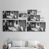 Porch Shadows Light, Rustic Patio, Black and White Decor, Farmhouse Entryway, Framed Canvas Print, Country Kitchen Wall Art, Bedroom Wall Art