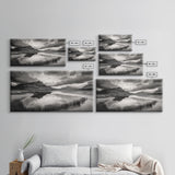 Reflected Mountains, Serene Shore, Cloudy Sky, Lake View, Canvas Print, Bedroom Wall Art, Minimalist Landscape Art, Tranquil Decor