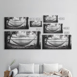 Hammock Lake, Restful Retreat, Trees Framing, Relax Mood, Framed Canvas Print, Bedroom Wall Art, Slow Living Style, Boho Natural Art