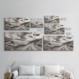 Coastal Road, Scenic Journey, Ocean Path, Cloudy Sky, Framed Canvas Print, Rustic Wall Art, Entryway Wanderlust Landscape, Coastal House