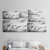 Pampas Grass, Wind Blown, Sky Motion, Autumn Field, Framed Canvas Print, Boho Wall Art, Bedroom Fall Botanical Decor, Living Room Decor