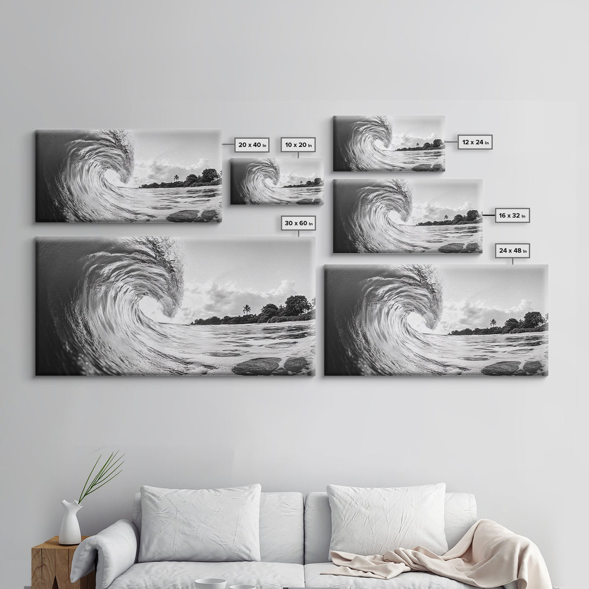 Ocean Wave Art, Coastal Decor, Heart Wave Wall Art, Black and White Photography, Canvas Print, Beach Bathroom, Surf Vibes, Minimalist Surf Home
