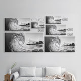 Ocean Wave Art, Coastal Decor, Heart Wave Wall Art, Black and White Photography, Canvas Print, Beach Bathroom, Surf Vibes, Minimalist Surf Home