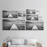 Ocean Horizon Board, Paddleboarding Adventure, Cloudy Sea Landscape, Framed Canvas Print, Modern Coastal Office or Living Room Art