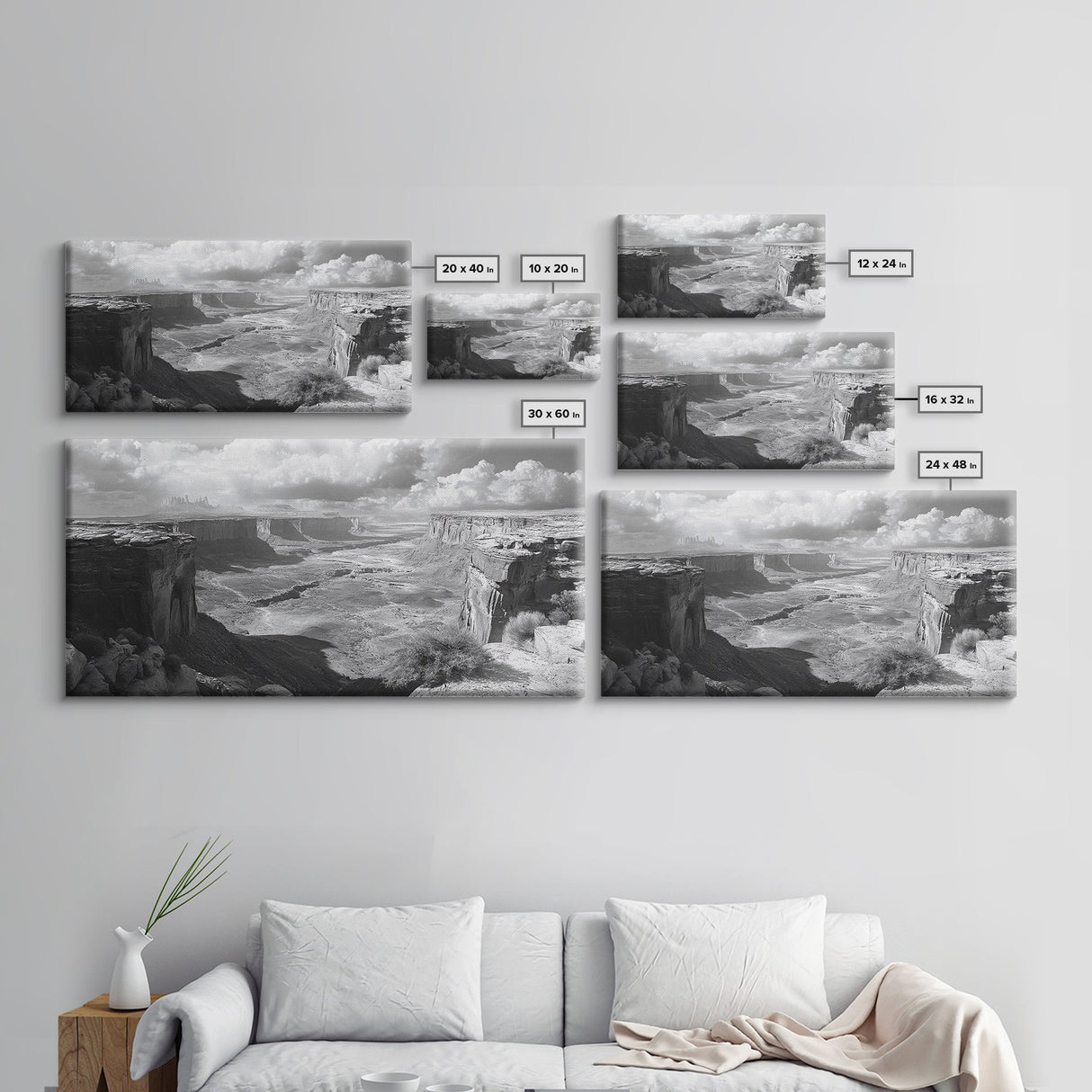 Desert Canyon Vista, Monument Valley View, Rugged Landscape Photography, Framed Canvas Print, Western Living Room Wall Art