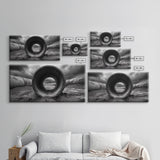 Storm Drain Pipe, Industrial Perspective, Moody Cloudscape, Framed Canvas Print, Urban Loft Decor or Dramatic Modern Wall Art