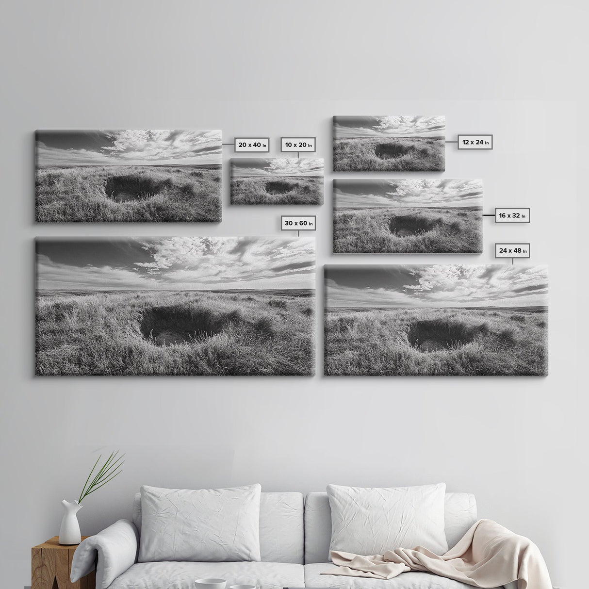 Prairie Crater Scene, Nature Landscape, Rustic Country Vibe, Farmhouse Wall Decor, Canvas Print, Entryway Accent, Autumn Earth Tones