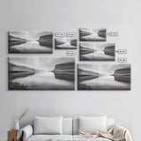Misty Fjord Reflection, Calm Water Scene, Nordic Landscape, Peaceful Wall Decor, Canvas Print, Office Wall Art, Minimalist Mountains