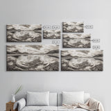 Rippled Water, Mountain View, Serene Beach, Nature Landscape, Canvas Print, minimalist art, spa decor, Scandinavian wall accent