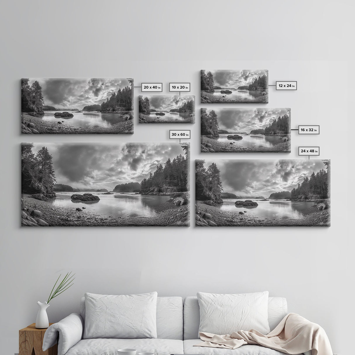 Misty Forest, Coastal Wilderness, Moody Landscape, Nature Escape, Framed Canvas Print, Cabin Decor, Autumn Wall Art, Woodland Aesthetic