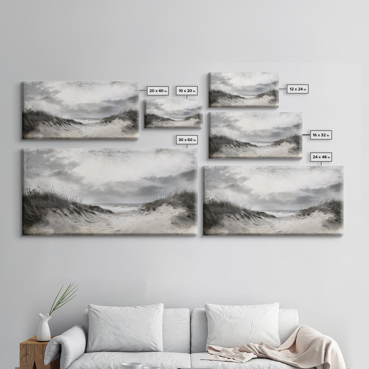 Coastal Dunes Path, Windy Beach Scene, Ocean Wall Art, Nature Landscape, Framed Canvas Print, Rustic Decor, Entryway Wall Art