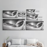 Arctic Wave Motion, Snowy Surf Curl, Mountain Sun Scene, Nature Energy Art, Canvas Print, Living Room Wall Art, Winter Adventure Decor